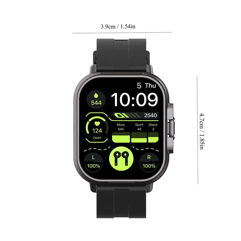 2-in-1 Smart Watch with TWS Earbuds, Wireless Call, Sports Fitness Tracker, Music Playback, Message Notification, Compatible with iOS & Android, Gift for Halloween & Christmas