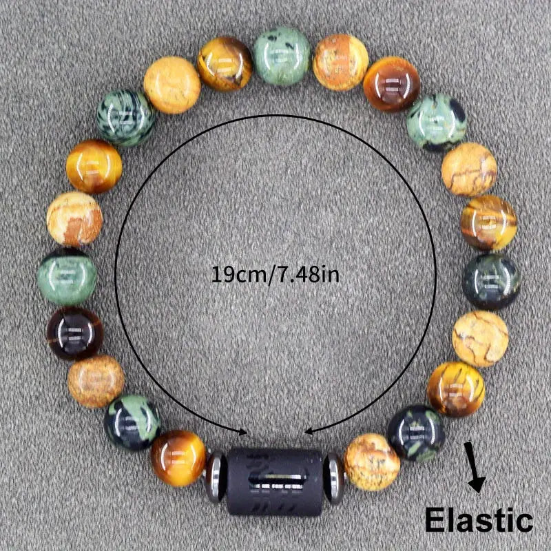 Natural Stone Zodiac Bracelet for Men and Women - 1pc Adjustable Boho Birthstone Jewelry, No Plating Turquoise Gem, Perfect for Cancer, Virgo, Leo, Libra, Friendship & Father's Day Gift