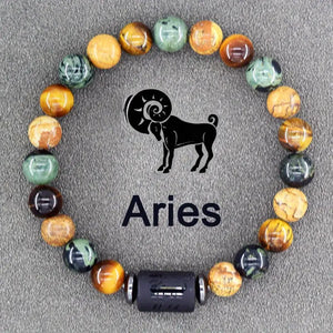 Natural Stone Zodiac Bracelet for Men and Women - 1pc Adjustable Boho Birthstone Jewelry, No Plating Turquoise Gem, Perfect for Cancer, Virgo, Leo, Libra, Friendship & Father's Day Gift