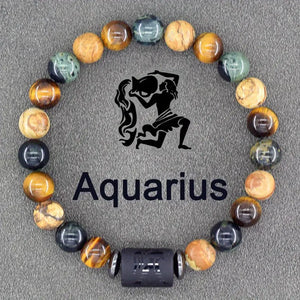 Natural Stone Zodiac Bracelet for Men and Women - 1pc Adjustable Boho Birthstone Jewelry, No Plating Turquoise Gem, Perfect for Cancer, Virgo, Leo, Libra, Friendship & Father's Day Gift