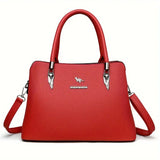 Elegant Women's Tote Bag, Large Capacity PU Leather Shoulder Bag With Crossbody Strap, Durable For Work Travel Shopping