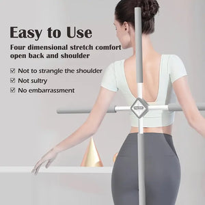 Back Posture Corrector 1pc -Upgraded Detachable Scoliosis Back Brace for Women, Yoga Posture Bar, Kyphosis Support Stretching Tool, Gymnastics Buckle Closure Hand Wash Iron Stick