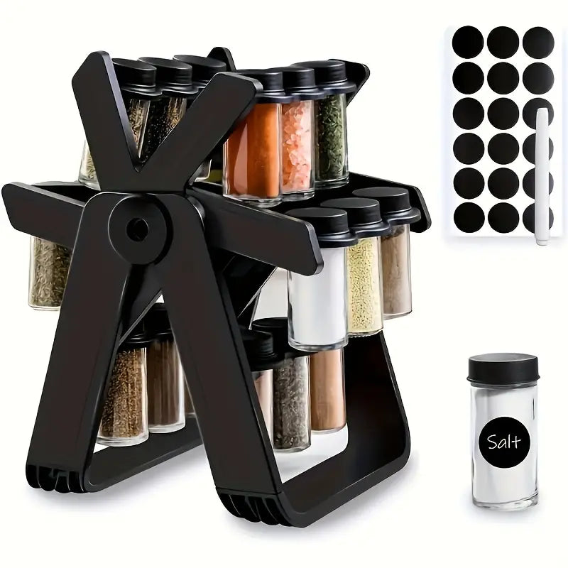 Brand New ABS Material Spice Rack 1 Set, 18 Spice Jars, 360° Rotating Ferris Wheel, Spice Rack, Spice Bottle, Kitchen Spice Bottle Rack Set, Spice Classification Storage, Sealed And Moisture-Proof, Convenient Storage, Home Kitchen Tool Set