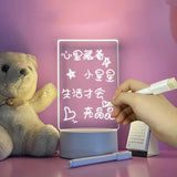 Beauenty LED Night Light Acrylic Note Board, Erasable Creative LED Night Light Message Board with Support Stand & Marker Pen