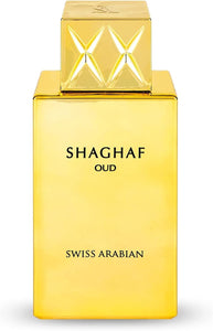 Swiss Arabian Shaghaf Oud Unisex Eau de Parfum 75ML - A blend of luxurious fragrances of Saffron, Oud, Rose, Praline and Vanilla - A bold and timeless oriental fragrance