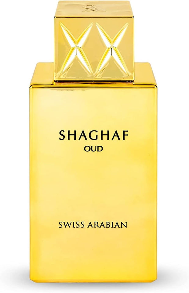 Swiss Arabian Shaghaf Oud Unisex Eau de Parfum 75ML - A blend of luxurious fragrances of Saffron, Oud, Rose, Praline and Vanilla - A bold and timeless oriental fragrance