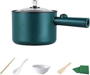 Electric Hot Pot Cooking Pot, 1.8 L Electric Pot Cooker, Portable Quick Pasta Cooker, Mini Multi Cooker for Stir Fry Roast Cooker, Ramen Soup, Steak, Pasta, Oatmeal Egg (Green)