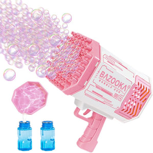 Deserthome Bubble Machine Guns, Bubble Guns with Light, Bubble Solution, 69 Holes Bubbles Machine for Kids Adults, Summer Toy Gift for Outdoor Indoor