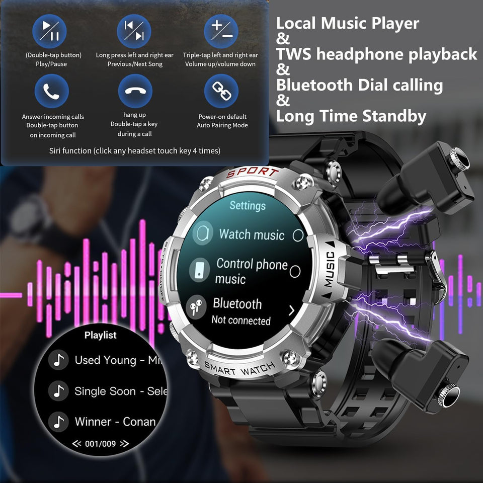 Haino Teko ST-3 Smart Watch with Built-in Bluetooth Speakers, 4GB MP3 Speaker, Large Round AMOLED Display with Wireless Charging