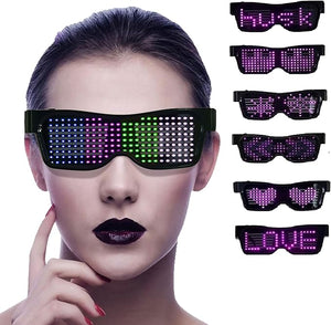 LED Light Up Glasses, Cyberpunk Luminous Glasses, Customizable Pattern Color Light Up Glasses for Masquerade Carnival Parties, Night Clubs, Music Festivals, Party Favors (USB Rechargeable)