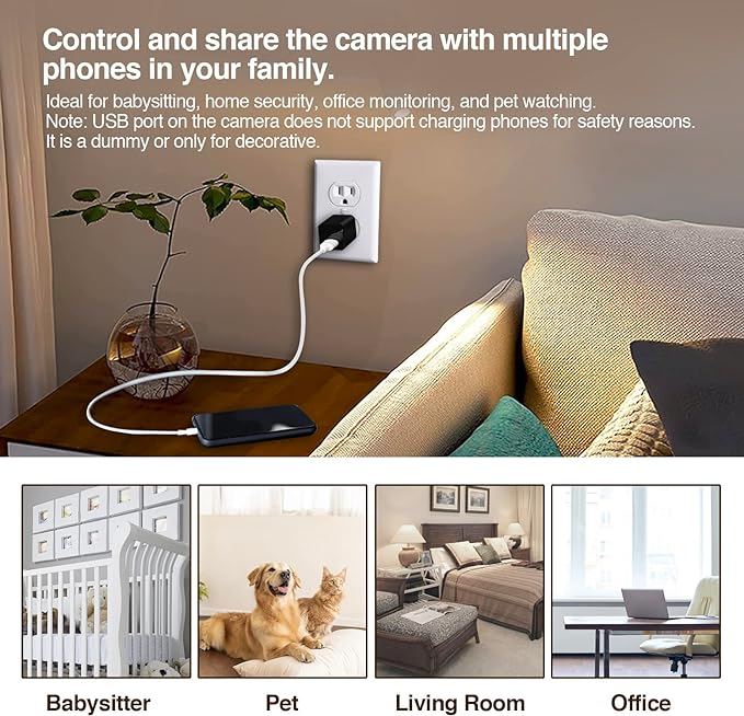 Spy Camera Charger - Hidden Camera - Video-Only Surveillance Camera - HD 1080P - Mini Spy Camera - USB Charger Camera - Secret Camera - Nanny Cam - Small Cameras for Security