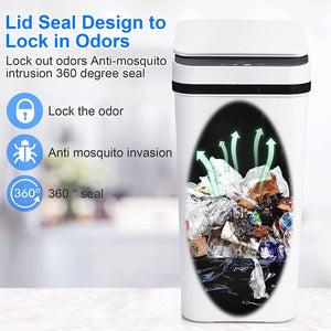 Bathroom Touchless Trash Can Waterproof Smart Automatic Motion Sensor Rubbish Can with Lid Electric Narrow Small Garbage