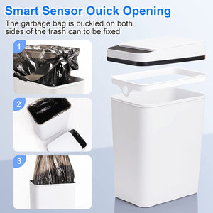 Bathroom Touchless Trash Can Waterproof Smart Automatic Motion Sensor Rubbish Can with Lid Electric Narrow Small Garbage