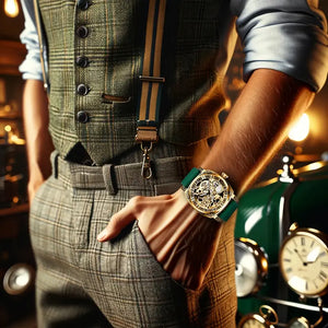 1pc Men's Hollow Full Automatic Mechanical Watch, Casual Retro Wrist Watch