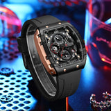 Stylish Men's Barrel-Shaped Quartz Watch with Large Dial - Waterproof, Silicone Strap, Date Feature, Alloy Case, Fashionable Business Style