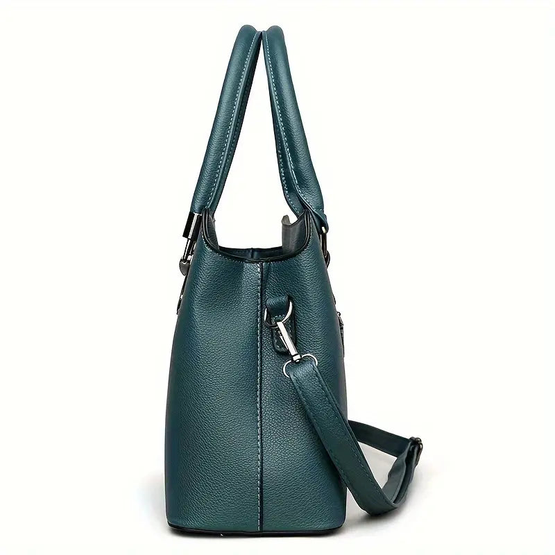 Elegant Women's Tote Bag, Large Capacity PU Leather Shoulder Bag With Crossbody Strap, Durable For Work Travel Shopping