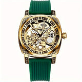 1pc Men's Hollow Full Automatic Mechanical Watch, Casual Retro Wrist Watch